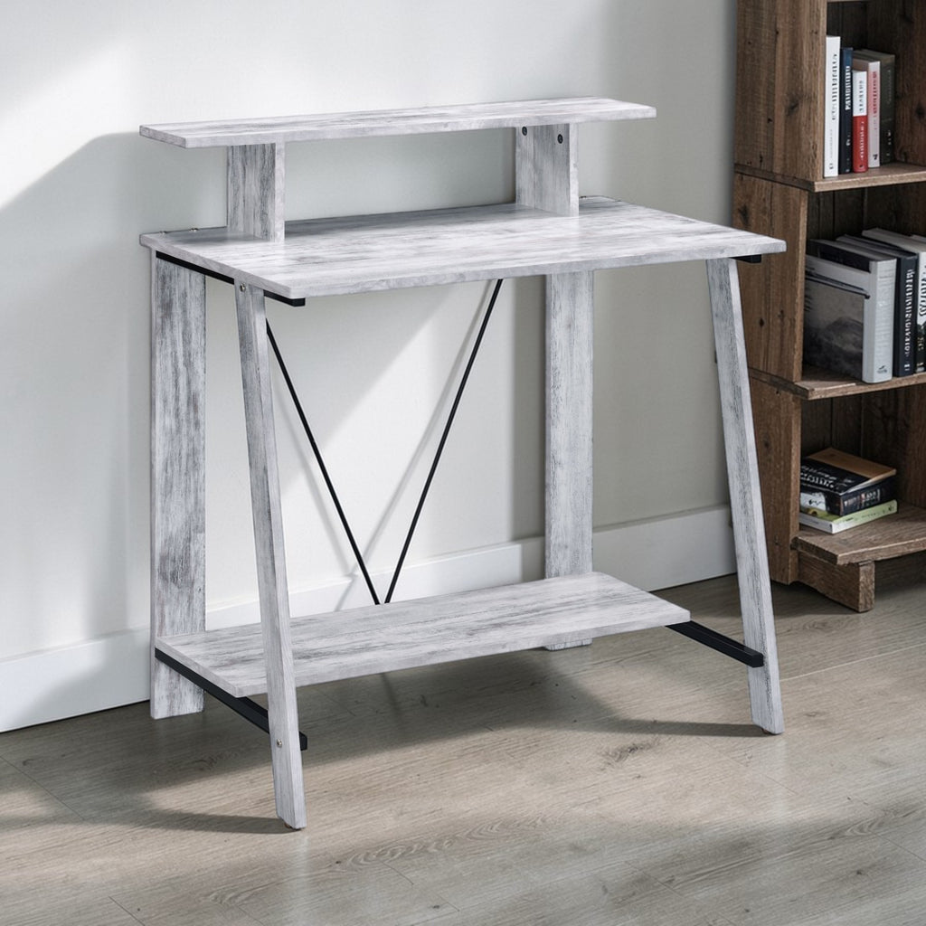 Nypho Antique White & Black Finish Writing Desk - Grand Goldman