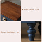 Vintage Farmhouse End Table with Floral Knobs – 19' Rustic Nightstand with 3 Drawers & Gourd Legs,Bedside or Sofa Accent Table, Almost Fully Assembled, Blue - Grand Goldman Shop