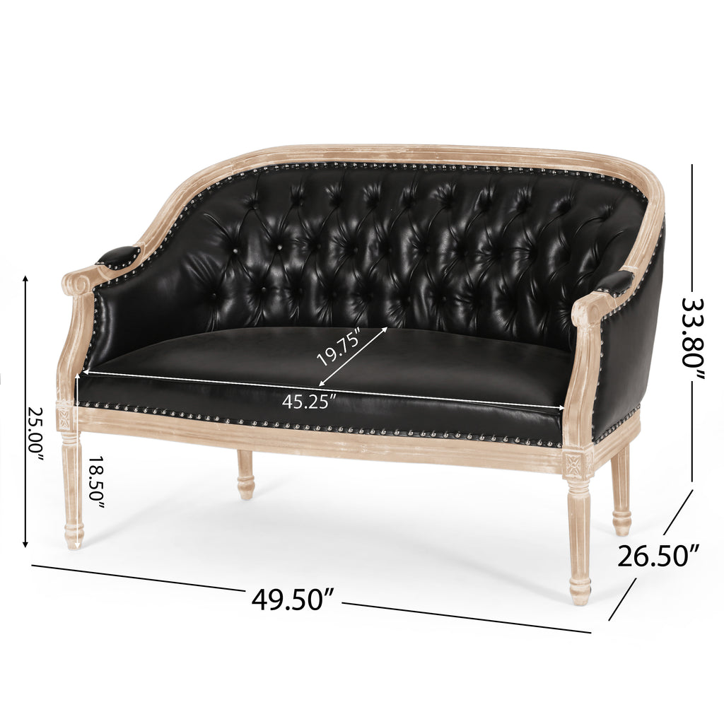 French Country Chesterfield Style Tufted Loveseat - Grand Goldman Shop