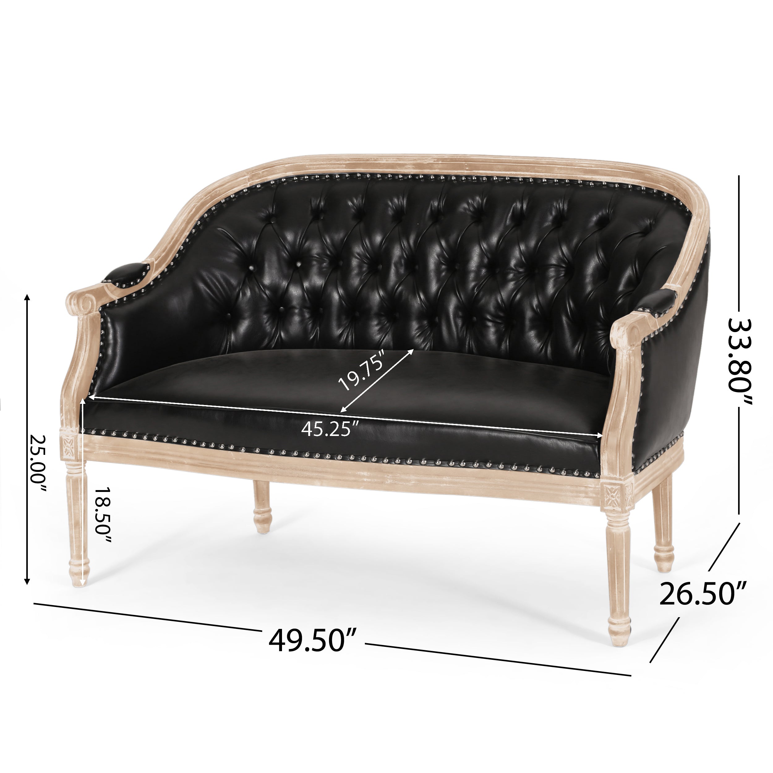 French Country Chesterfield Style Tufted Loveseat - Grand Goldman Shop