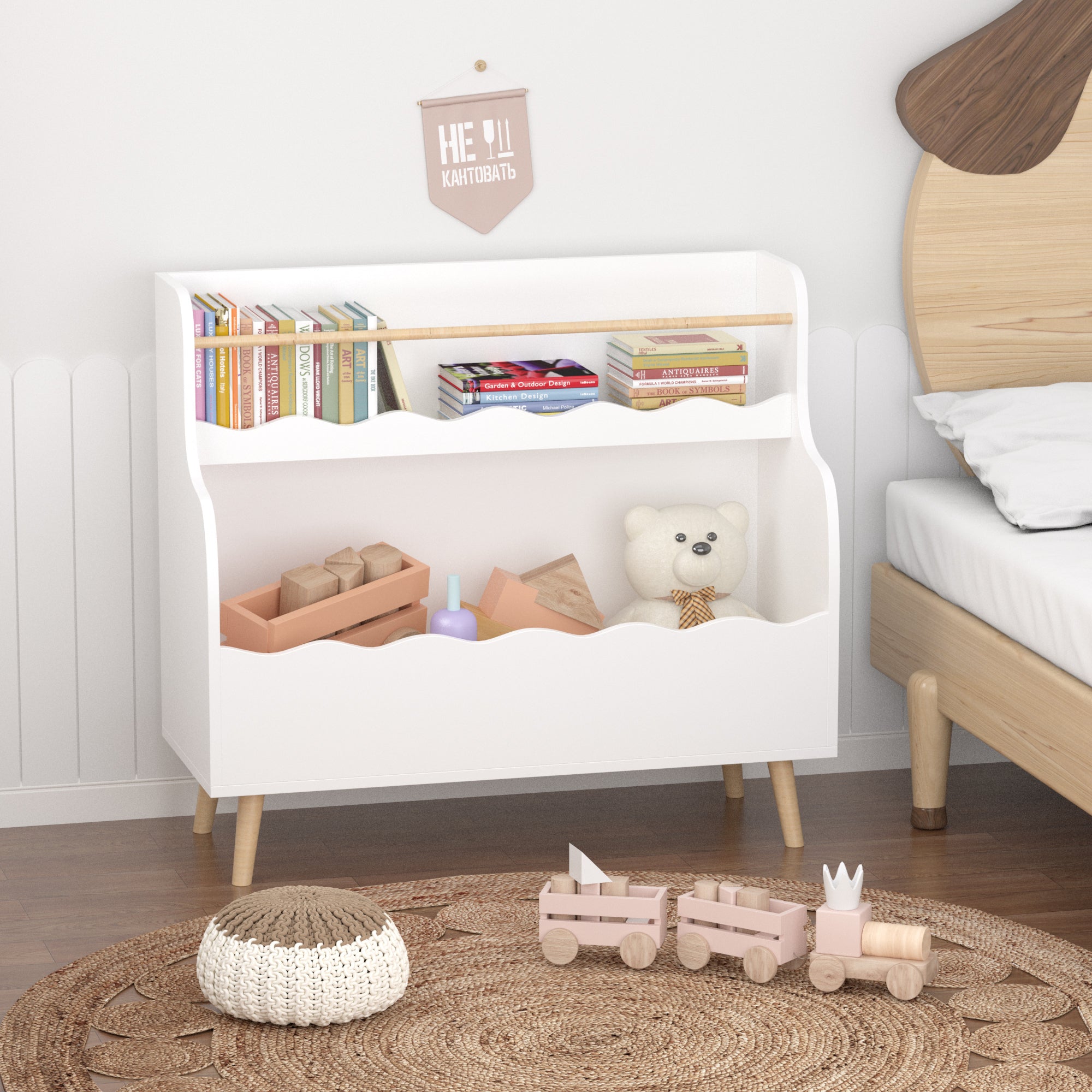 Kids Bookcaes, Children Book Organizer, toy Storage Cabinet Organizer, White | Premium Home Decor - Grand Goldman