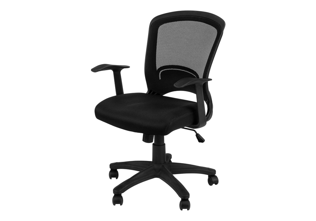 Office Chair, Adjustable Height, Swivel, Ergonomic, Armrests, Computer Desk, Work, Black Mesh, Black Metal, Contemporary, Mod