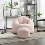 Bedding Bean Bag Sofa Chair with High-Pressure Foam and Footrest, Pink Microfiber - Grand Goldman Shop