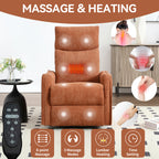 Heat Massage Manual Recliner Chair with Rocker and Swivel in Fabric for Living Room, Orange - Grand Goldman Shop