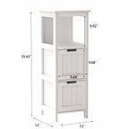 Bathroom Floor Cabinet with 2 Drawers and 1 Storage Shelf,Freestanding Wood Storage Organizer Cabinet-White - Grand Goldman Shop