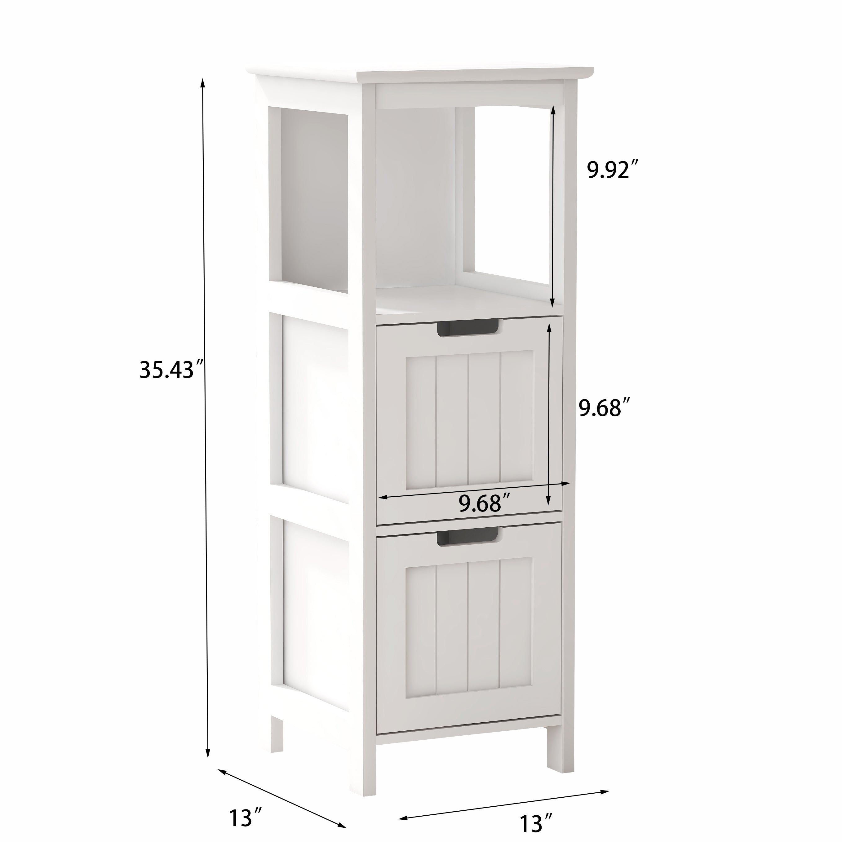Bathroom Floor Cabinet with 2 Drawers and 1 Storage Shelf,Freestanding Wood Storage Organizer Cabinet-White - Grand Goldman Shop