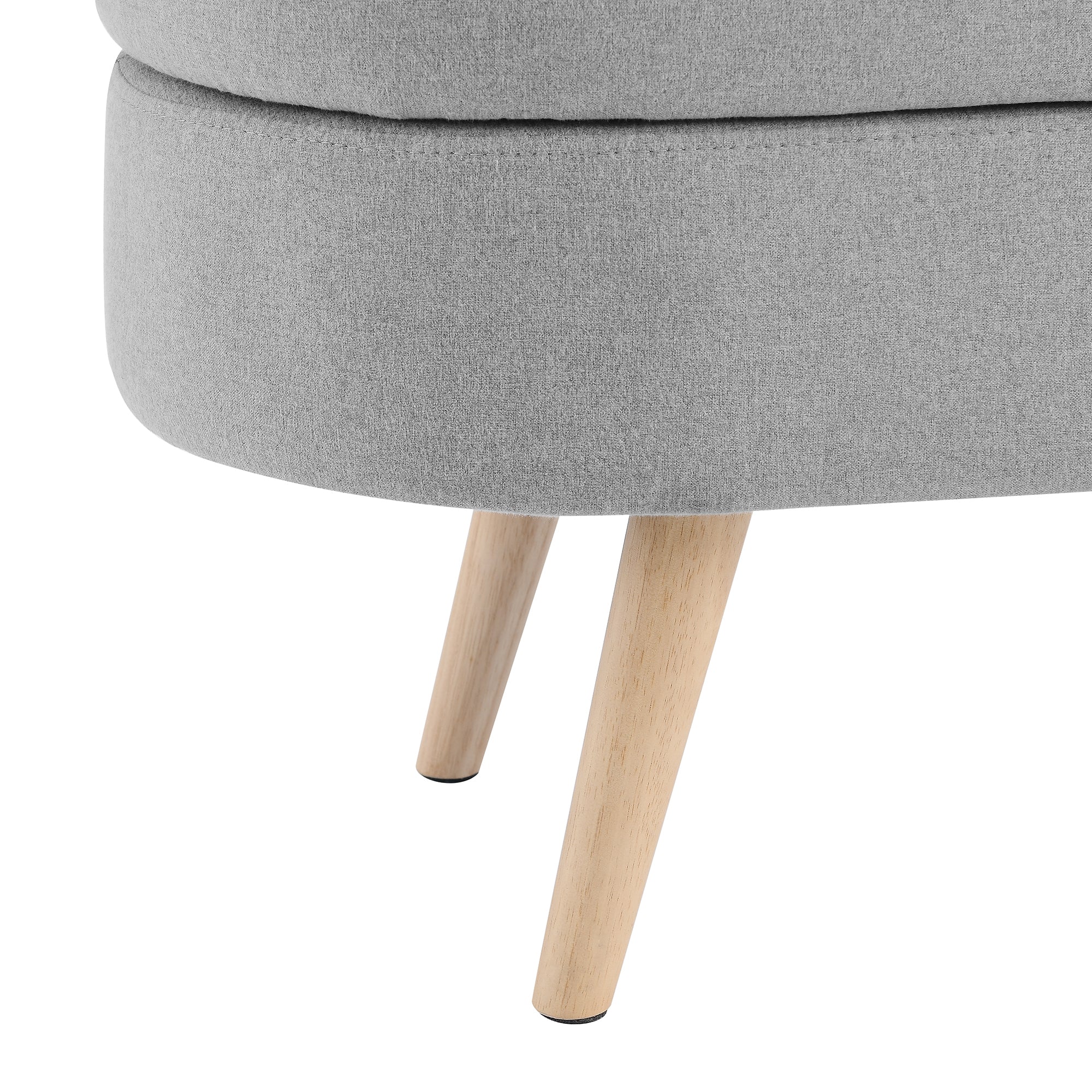 Ottoman Oval Storage Bench with Rubber Wood Legs, Grey Linen, 43.5'x16'x16' - Grand Goldman Shop