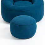 Bedding Bean Bag Sofa Chair with High-Pressure Foam and Footrest, Blue Microfiber - Grand Goldman Shop