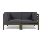 OANA 2-Piece Loveseat Set with Water-Resistant Cushions in Dark Grey Acacia Wood