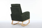 Modern Accent Rocking Chair Rocking Chair with Solid Wood Legs, Upholstered Nursery Glider Rocker, Comfy Armchair with Side Pocket, Living Room Lounge Arm Chair with High Backrest fabric - Grand Goldman Shop