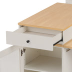 K&K 59.5' Kitchen Island with Extendable Dining Table, Kitchen Storage Table with Double-sided Storage, Kitchen Island with 2 Drawers, Power Outlet, Side Open Shelves, for Kitchen, Dining Room, White - Grand Goldman Shop