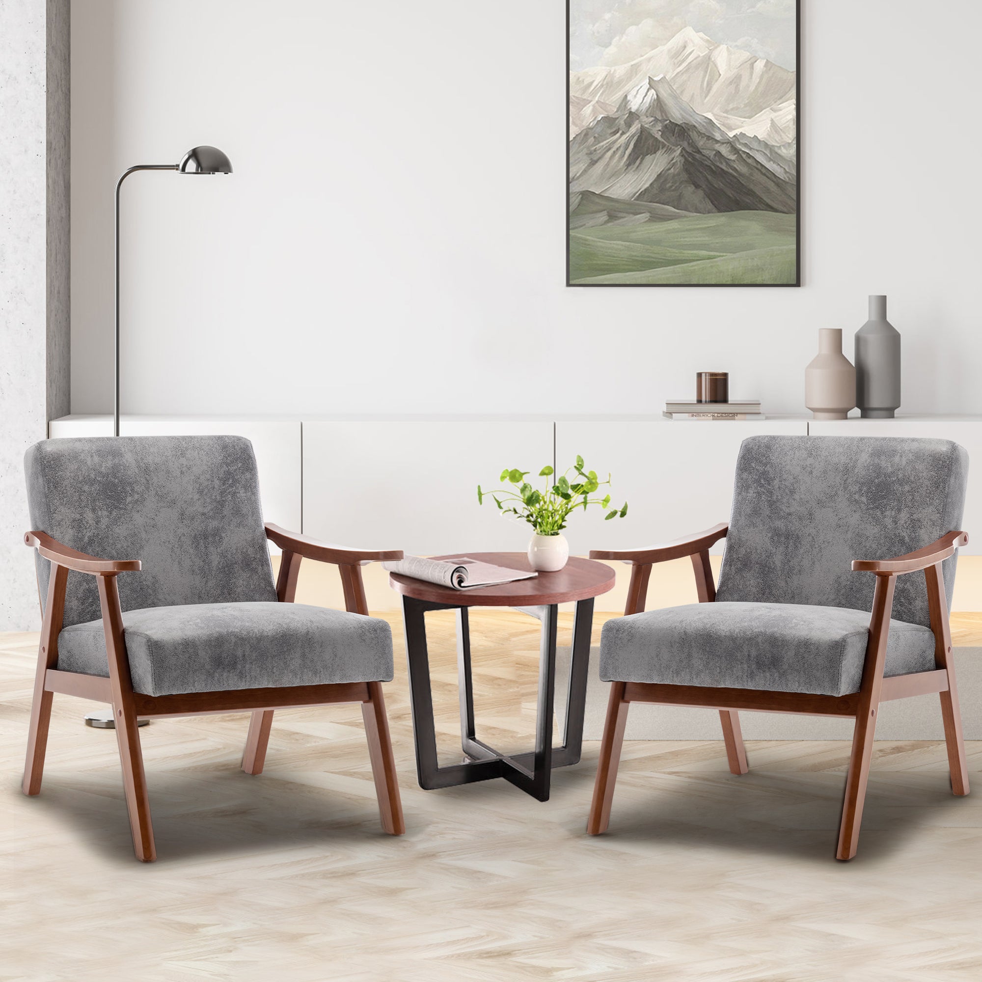 Mid-Century Modern Wingback Accent Chair with Solid Wood Frame and Extra-Thick Backrest – Lounge Chair for Living Room, Bedroom, or Reading Room - Grand Goldman Shop