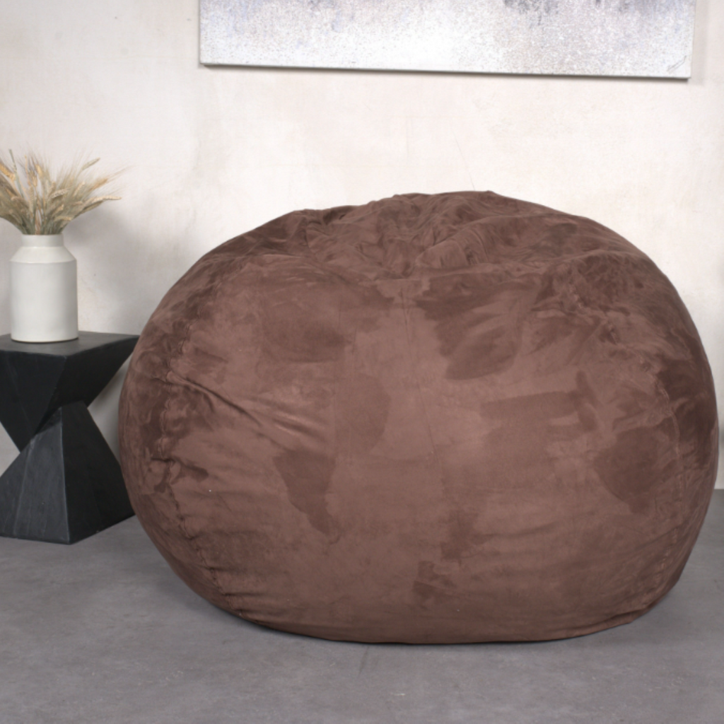 Comfortable High-Density Shredded Foam Bean Bag Chair with Removable Microsuede Cover, French Roast, 5-Foot - Grand Goldman Shop