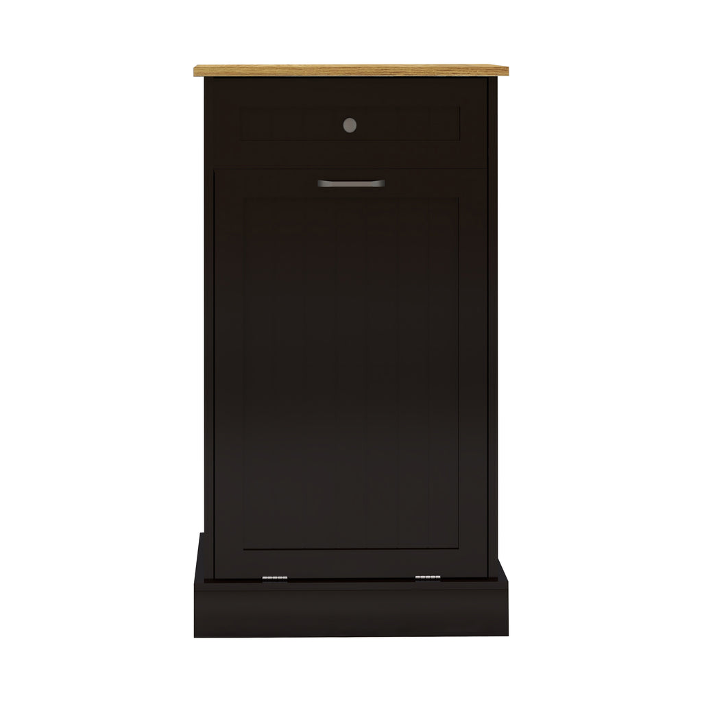 One Drawers and One-Compartment Tilt-Out Trash Cabinet Kitchen Trash Cabinet-Black - Grand Goldman Shop