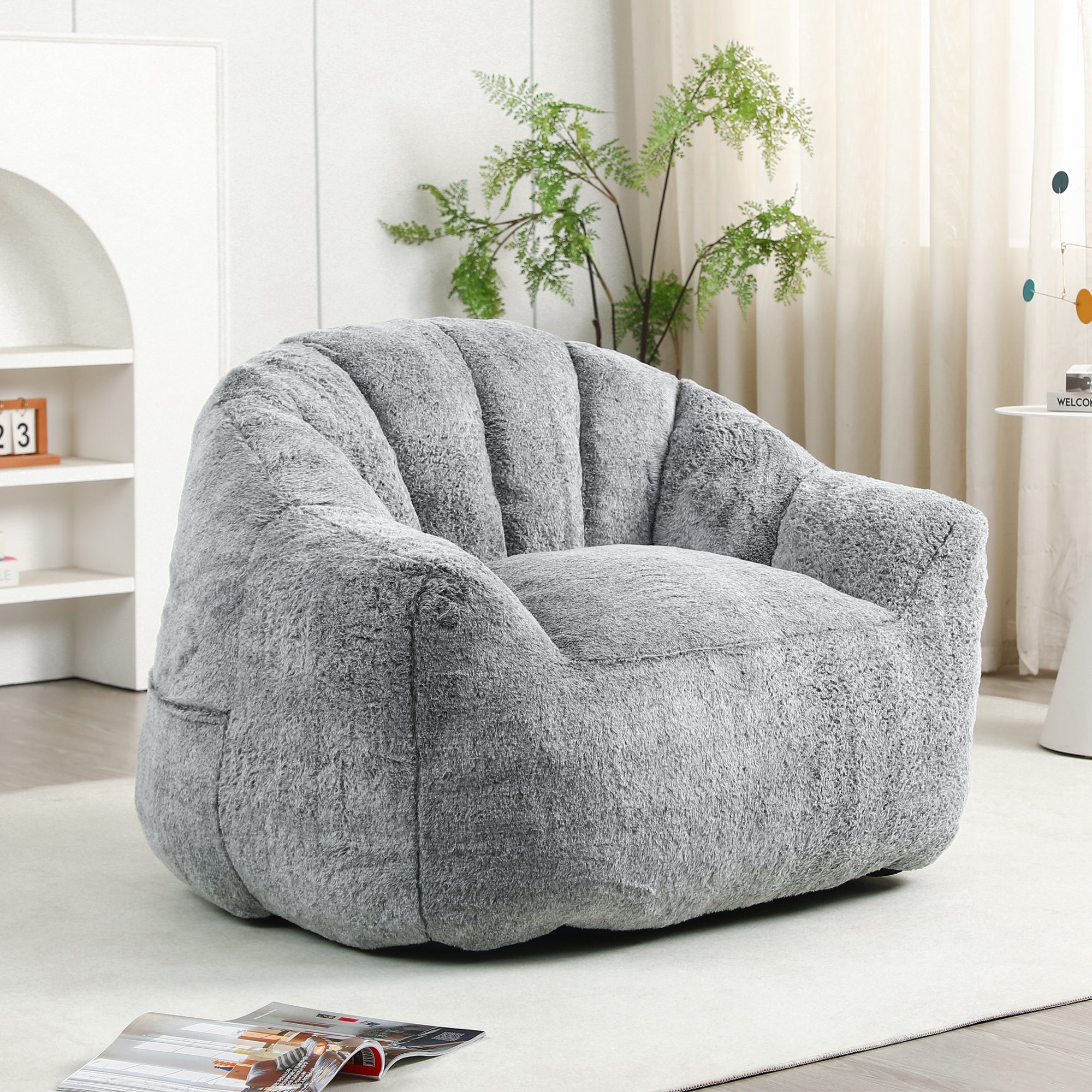Beanbag Chair, Beanbag Sofa Chair with Armrests Stuffed High-Density Foam, Lazy Sofa Comfy Chairs Beanbag Chair for Adults in Living Room, Bedroom Reading - Grand Goldman Shop