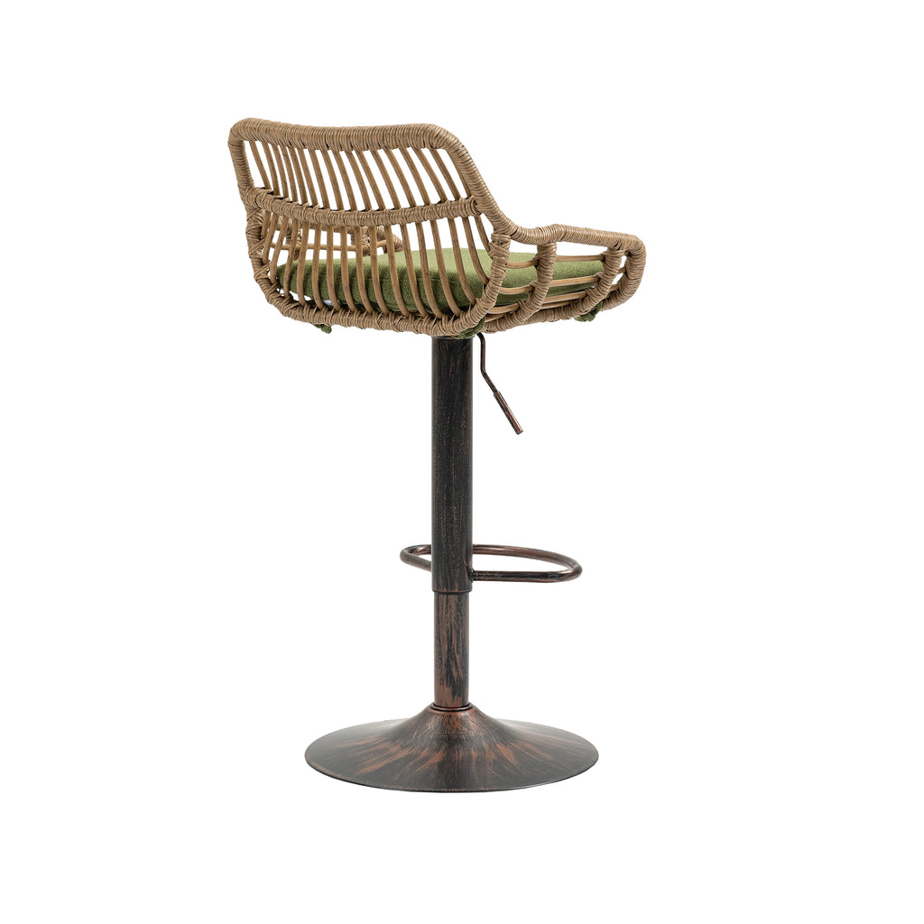 COOLMORE Modern Swivel Bar Stools Set of 2 with Adjustable Height and Footrest in Green Linen - Grand Goldman Shop