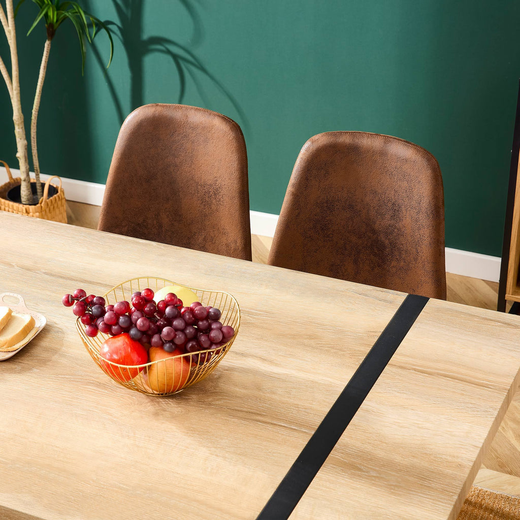 Rustic Industrial Rectangular Wood Dining Table For 4-6 Person, With 1.5' Thick Engineered Wood color Tabletop and Black Metal Legs,Desk For Kitchen Dining Living Room, 55.1' x 31.4'x 29.9'1529W115172 - Grand Goldman Shop