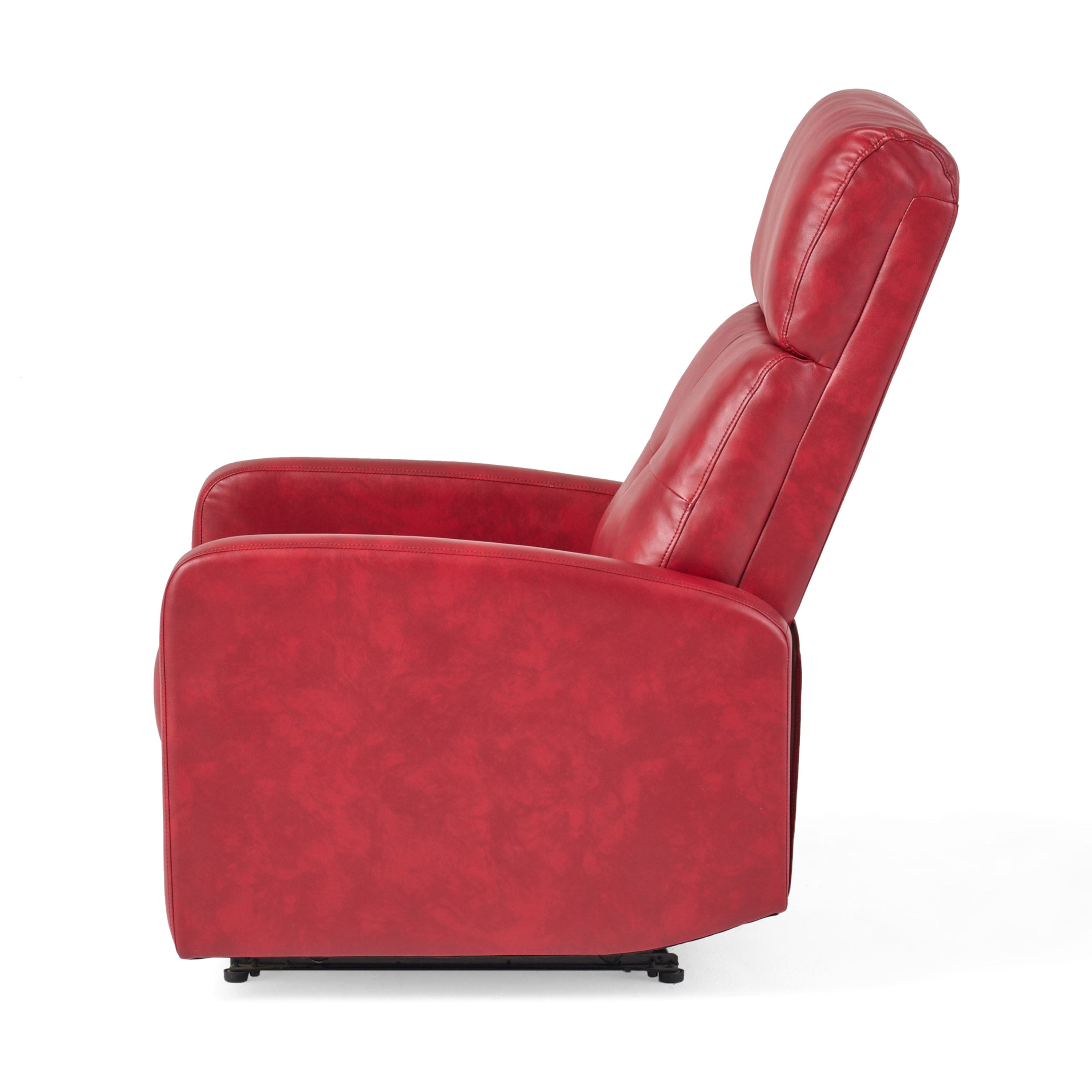 Contemporary Red PU Recliner Chair with Lever Mechanism - Grand Goldman Shop