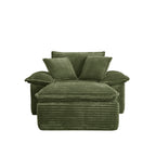 47' Oversized Sofa Chair and a Half with Deep Seat & Movable 2-Layer Ottoman Set,  Cloud Sofa Bed with Chaise, 1-Seater Modular Sectional Sleeper Couch for Living Room, No Assembly Teddy-Fleece, Green - Grand Goldman Shop