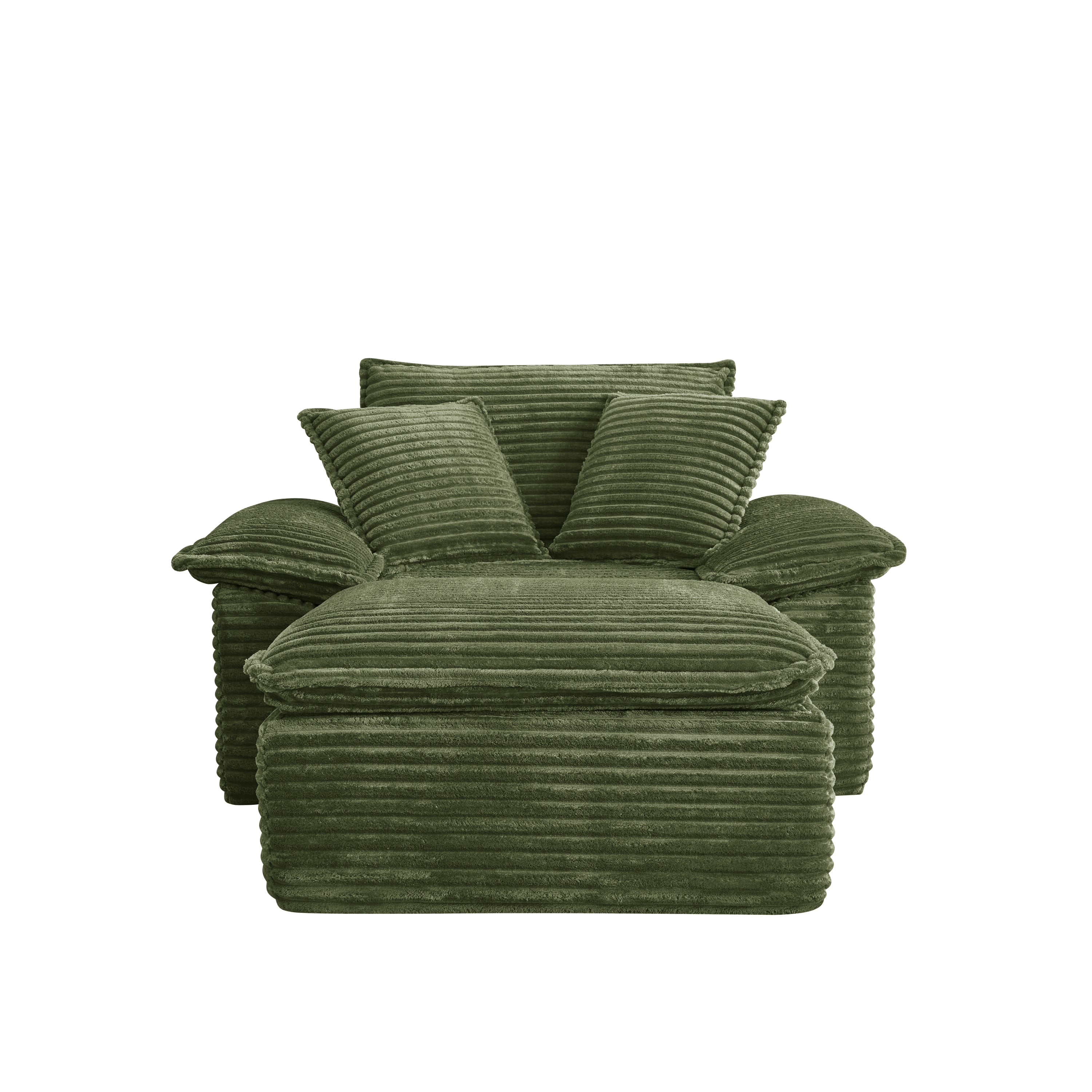 47' Oversized Sofa Chair and a Half with Deep Seat & Movable 2-Layer Ottoman Set,  Cloud Sofa Bed with Chaise, 1-Seater Modular Sectional Sleeper Couch for Living Room, No Assembly Teddy-Fleece, Green - Grand Goldman Shop