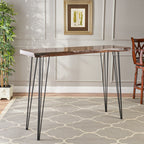 Modern Industrial Breakfast Bar Table, Metal Hairpin Legs & Wood Veneer Top, Compact 58.00 inches(Length)×18.25 inchesWidth×42.00Height - Grand Goldman Shop