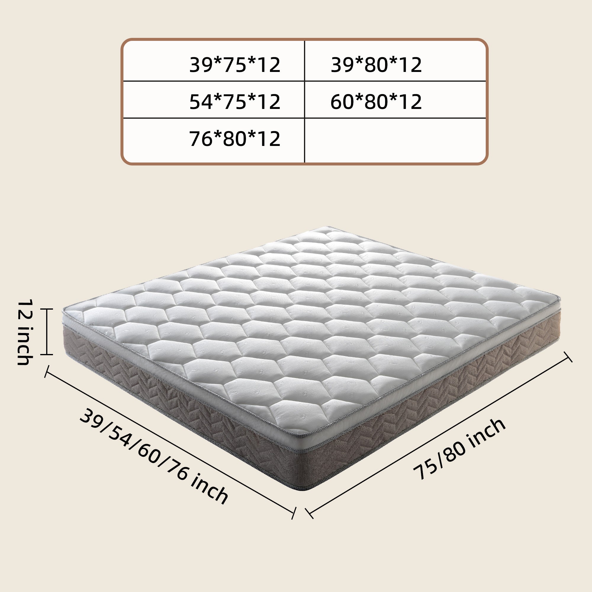 Twinxl Size Mattress, 12 Inch Wave Gel Memory Foam & Pocket Spring Hybrid Mattress in a Box for Pressure Relief, CertiPUR-US Certified - Grand Goldman Shop