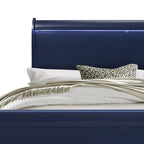 Charlston Sleigh Style King Bedroom Set with LED Headboard in Blue Solid Wood and MDF - Grand Goldman Shop