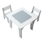 4 in 1 Kid Activity Table and 2 Chairs Set, Graffiti & Building Blocks Double-Sided Tabletop, Toddler Play Table with Storage for Kids 3+ Years, Large Storage Space, Gift for Boys & Girls, White