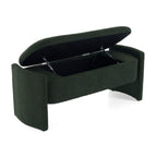 Elegant Long-shaped Storage Ottoman Bench, Boucle Material, Dark Green, Simple and Grand Design - Grand Goldman Shop