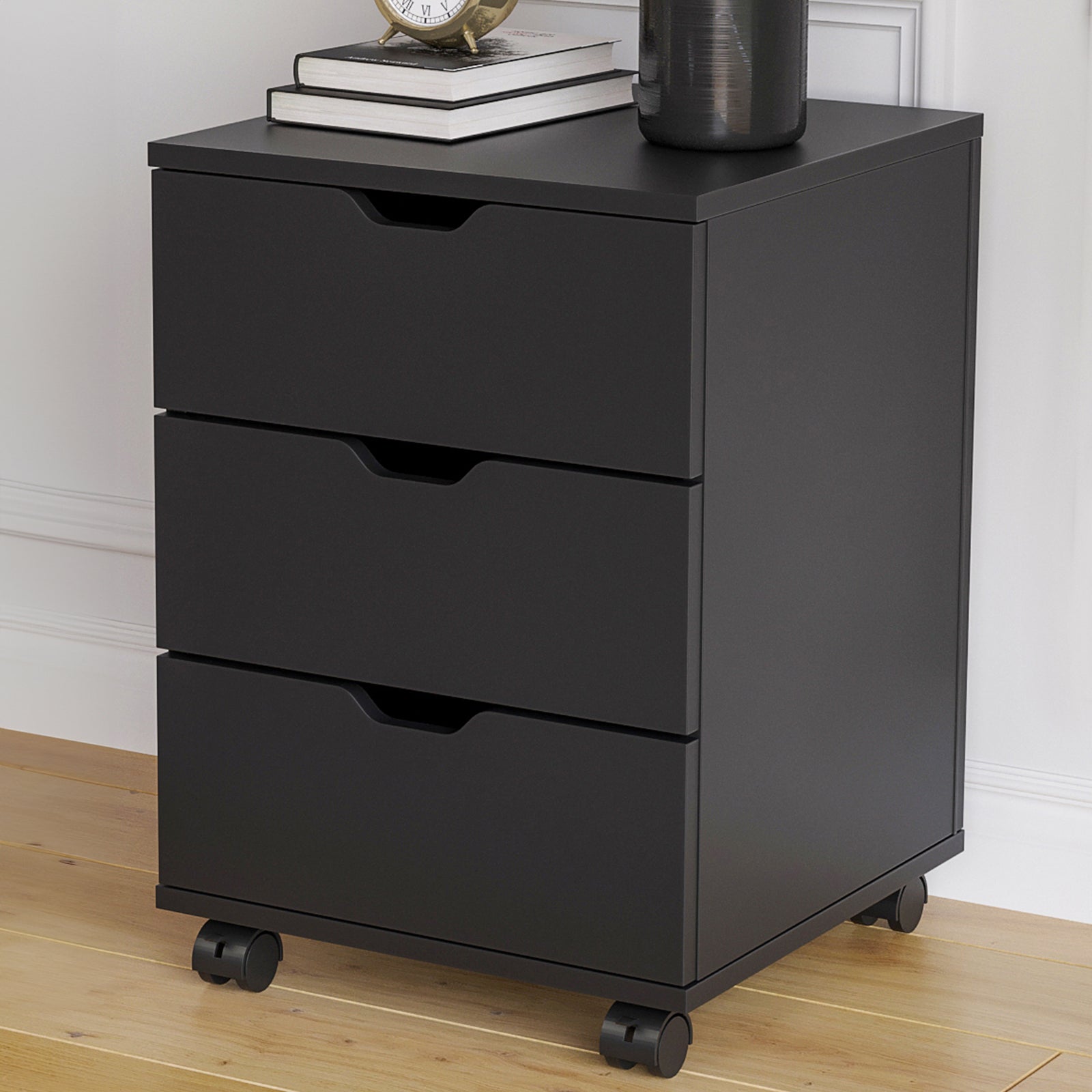 3-Drawer Vertical Filing Cabinet Rolling Wood Mobile File Cabinets Under Desk for Home Office with Casters (Fully Assembled) 