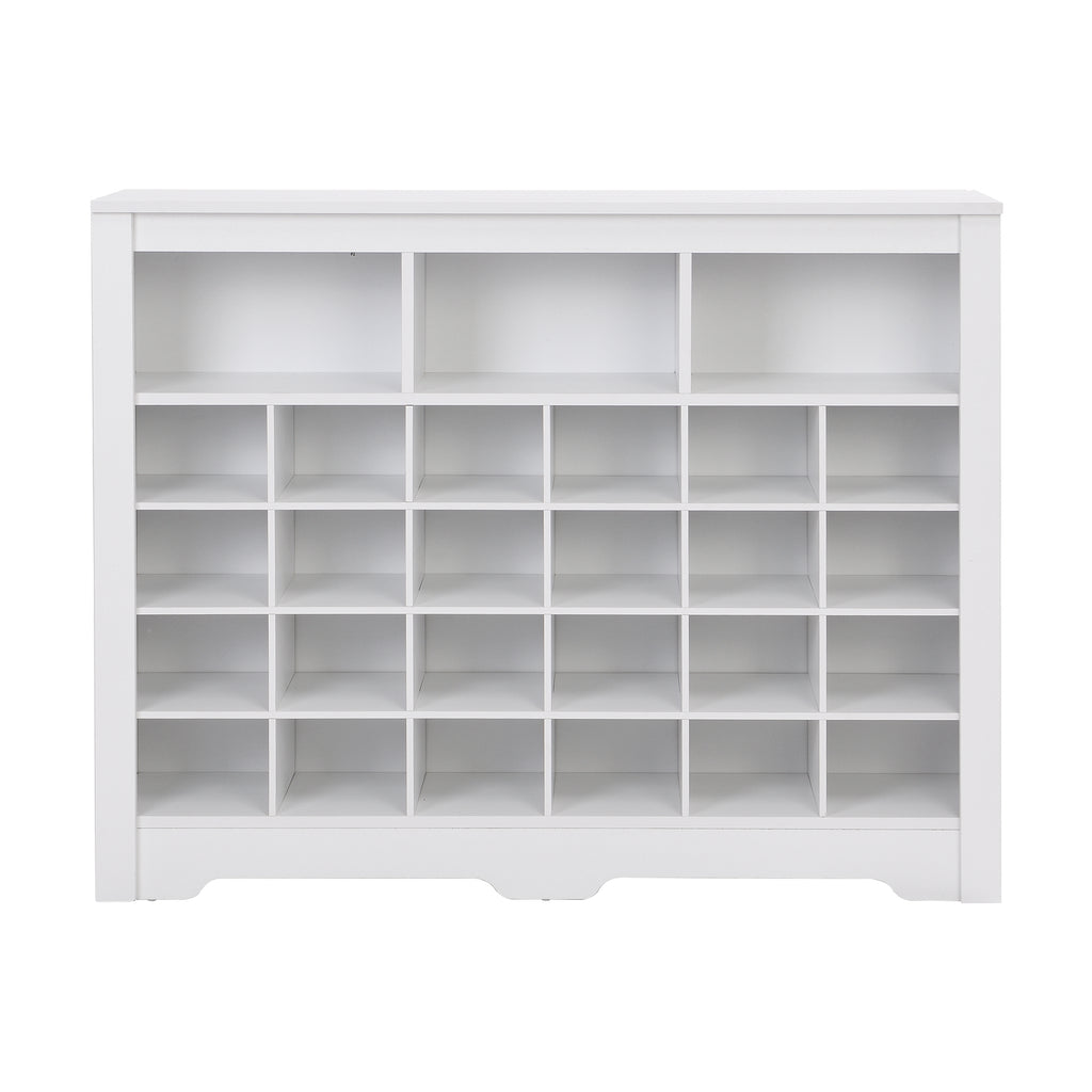 Sleek Design 24 Shoe Cubby Console, Modern Shoe Cabinet - Grand Goldman Shop