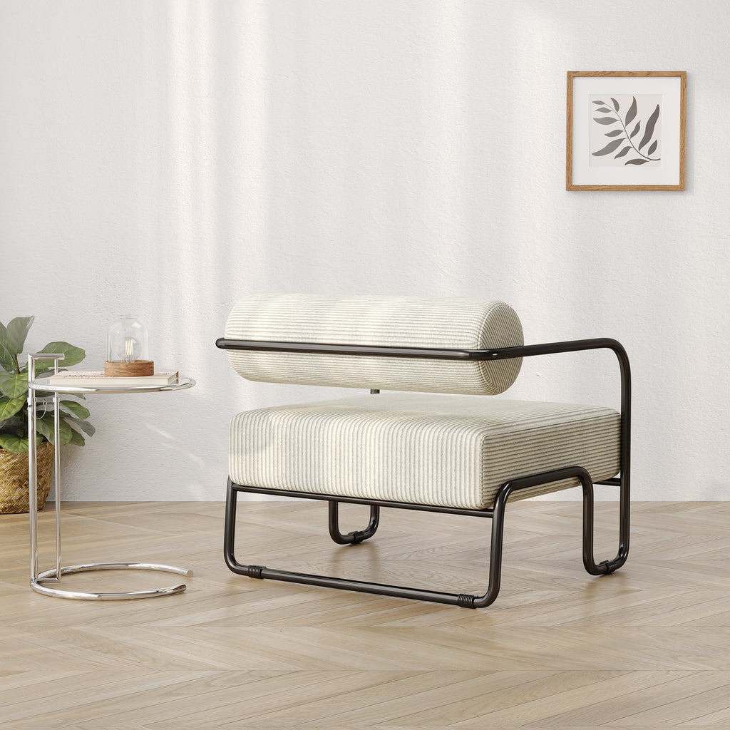 Living room iron sofa chair, lazy individual chair, balcony leisure chair (Color: Beige) - Grand Goldman Shop