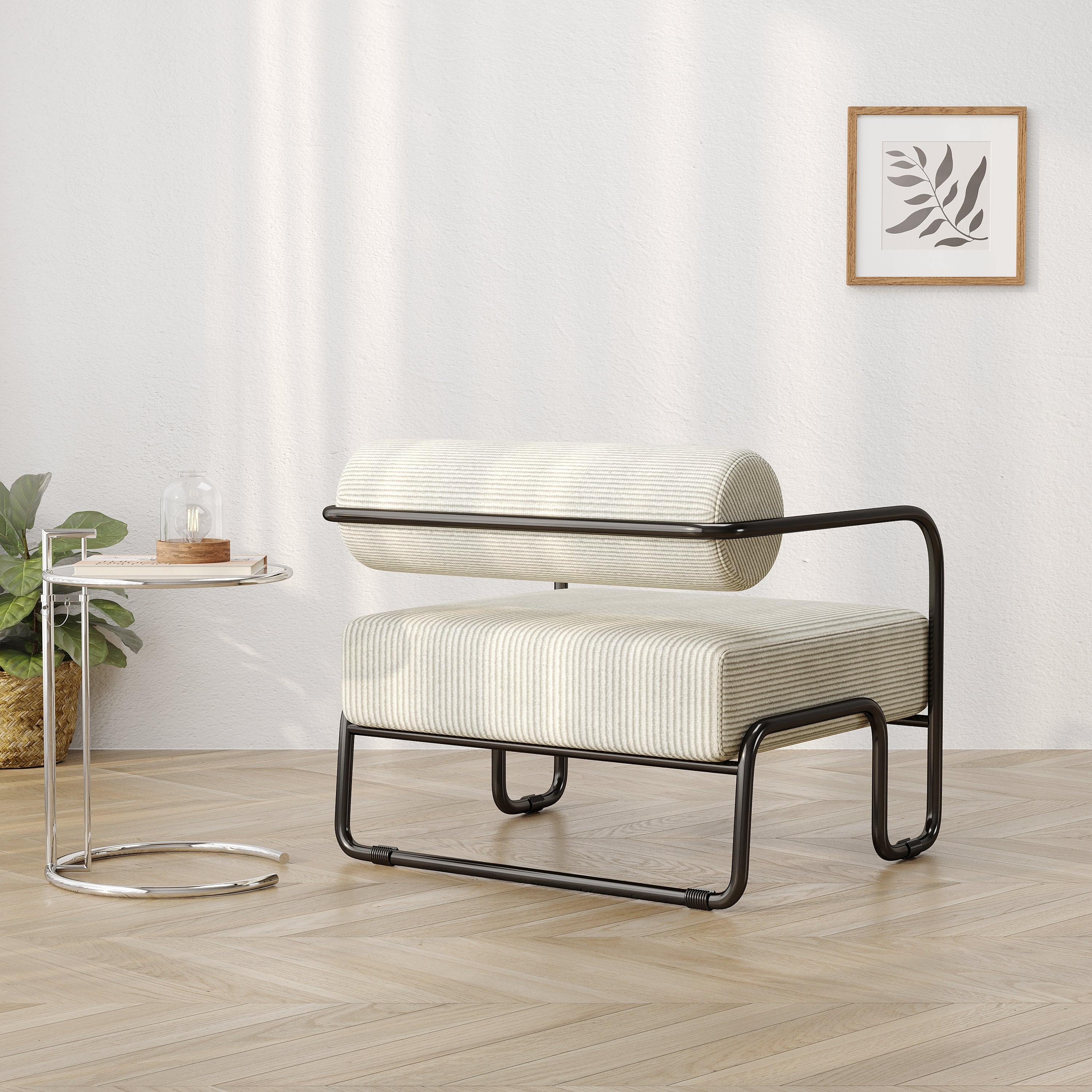 Living room iron sofa chair, lazy individual chair, balcony leisure chair (Color: Beige) - Grand Goldman Shop