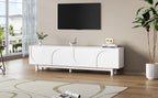 ON-TREND Graceful TV Stand with Arch Cabinets for TVs Up to 78'', Minimalist Entertainment Center with Solid Wood Legs, Practical Media Console with Adjustable Shelves for Living Room, White - Grand Goldman Shop