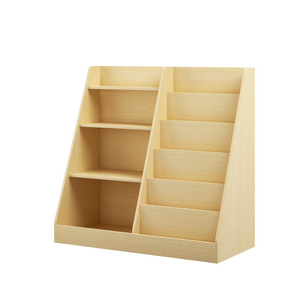 Kids Bookshelf and Toy Storage Organizer, Multifunctional 4 Tier Wooden Kids Book Shelf with  Bookcase Display Stand in Kids 