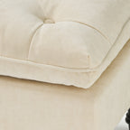 LOFTON Pillow Top Ottoman with Button Tufting in Cream Fabric, 28 Inch - Grand Goldman Shop