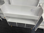 Kids Bookshelf with 3 Fabric Bins, Modern Children's Bookcase with Storage for Toys and Books, Toddler Book Organizer Shelf f
