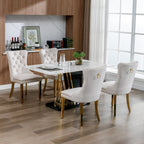 A&A Furniture,Nikki Collection Modern, High-end Tufted Solid Wood Contemporary Velvet Upholstered Dining Chair with Golden Stainless Steel Plating Legs,Nailhead Trim,Set of 2,Beige and Gold, SW1601BG - Grand Goldman Shop