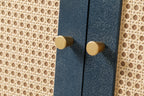 Handcrafted Premium Grain Panels,Rattan Sideboard Buffer Cabinet,Accent Storage Cabinet With 4 Rattan Doors, Modern Storage Cupboard Console Table with Adjustable Shelves for Living Room ,BLUE - Grand Goldman Shop
