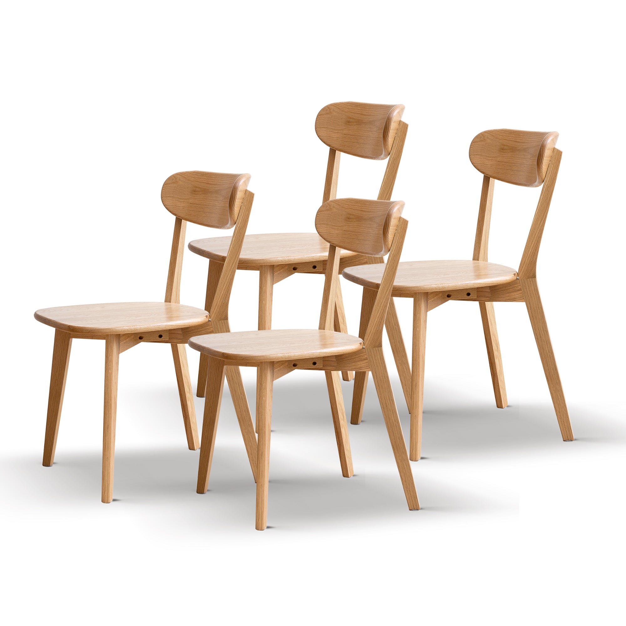 Natural Oak Dining Chair Set of 4 - Solid Wood, FAS Grade, Simple Design, 46.5x54x80cm - Grand Goldman Shop