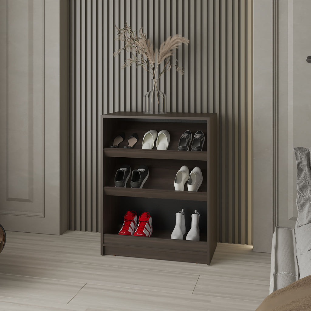 FM FURNITURE Oatman Shoe Rack with Open Storage, Wengue - Grand Goldman Shop