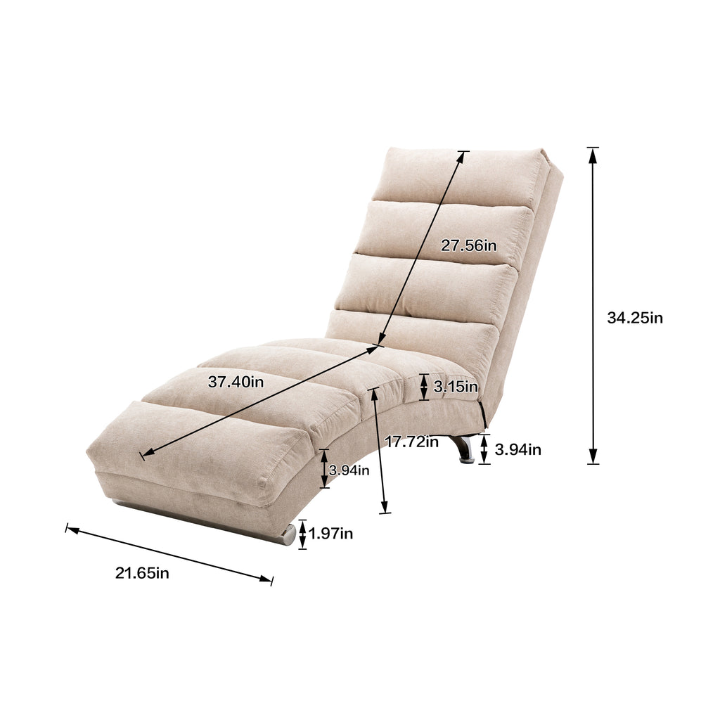 Linen Massage Chaise Lounge Indoor with Remote Control, Ergonomic Electric Massage Lounger in Beige - Grand Goldman Shop