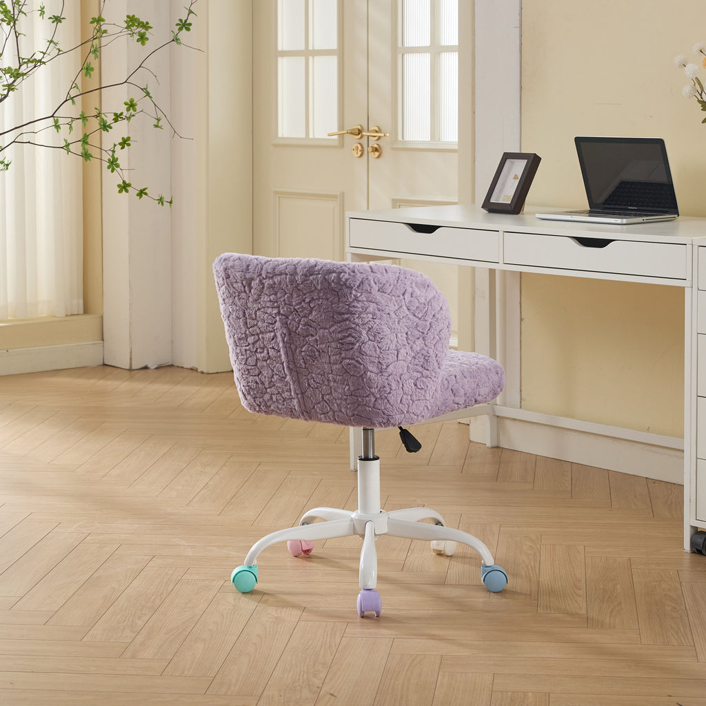 A&A Furniture Office Chair,Artificial rabbit hair Home Office Chair with Metal Base,Adjustable Desk Chair Swivel Office Chair