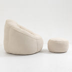 Bedding Bean Bag Sofa Chair with High-Pressure Foam and Footrest, Beige Microfiber - Grand Goldman Shop