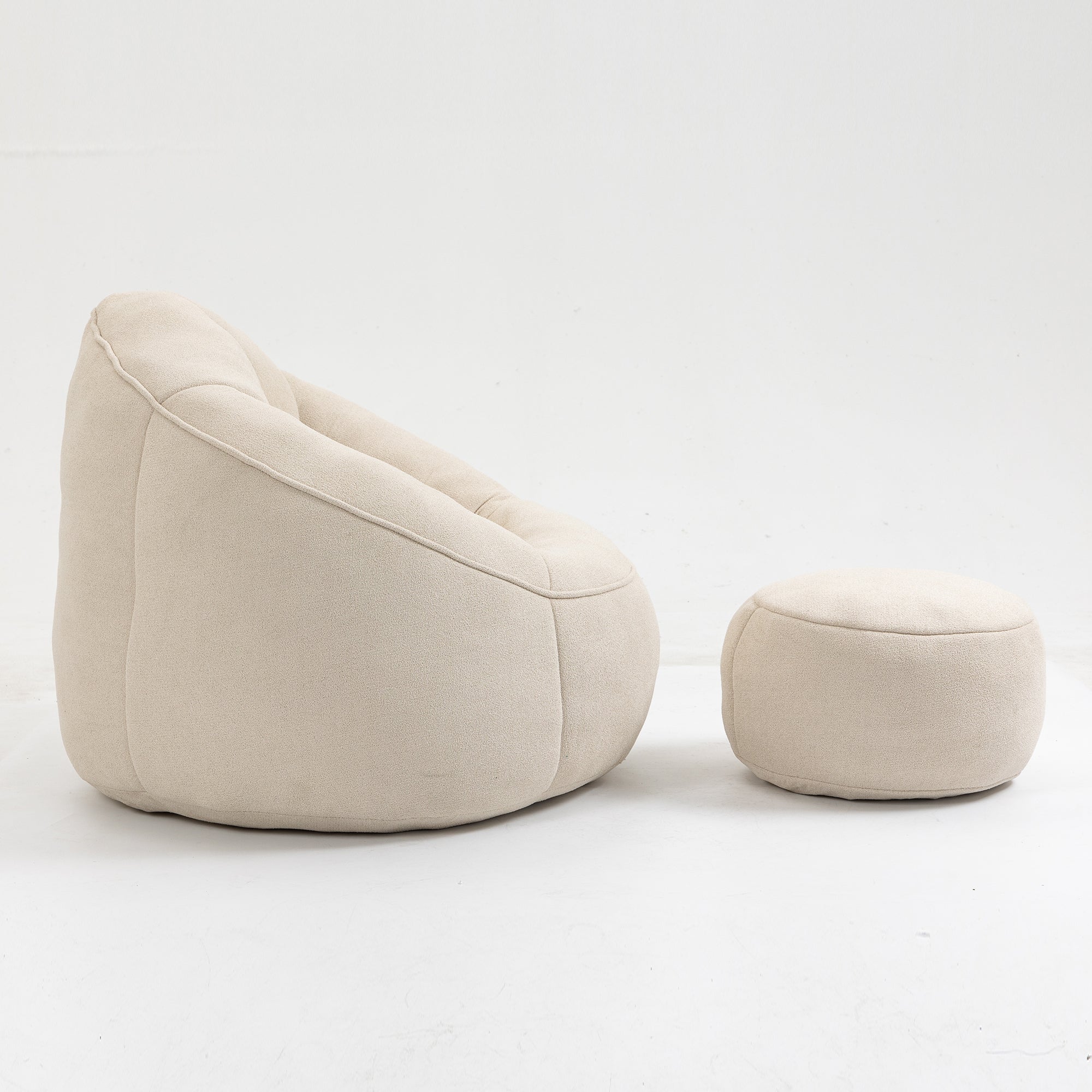 Bedding Bean Bag Sofa Chair with High-Pressure Foam and Footrest, Beige Microfiber - Grand Goldman Shop