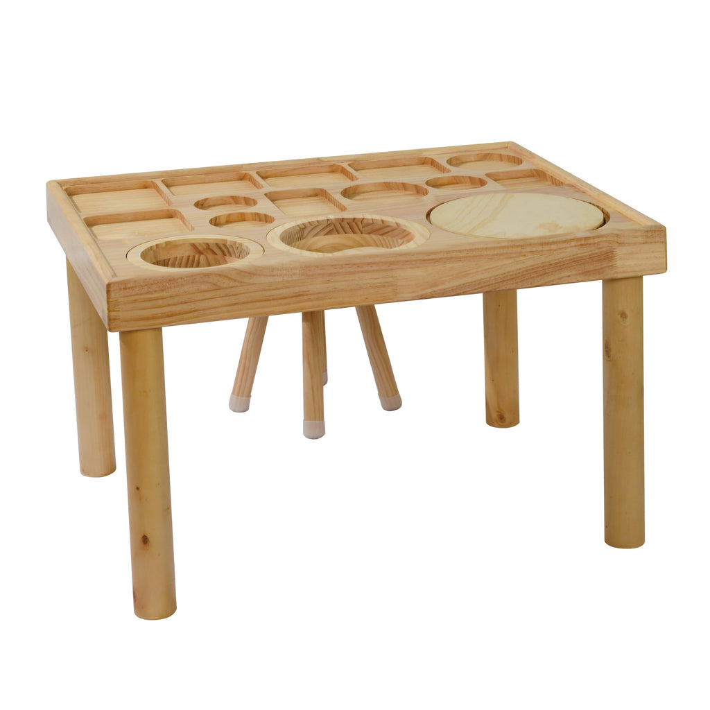 Sensory Table for Toddlers 1-3 with 2 Chairs, Wooden Kid Activity Table Chair Set with Double-Sided Boards for Sand and Water