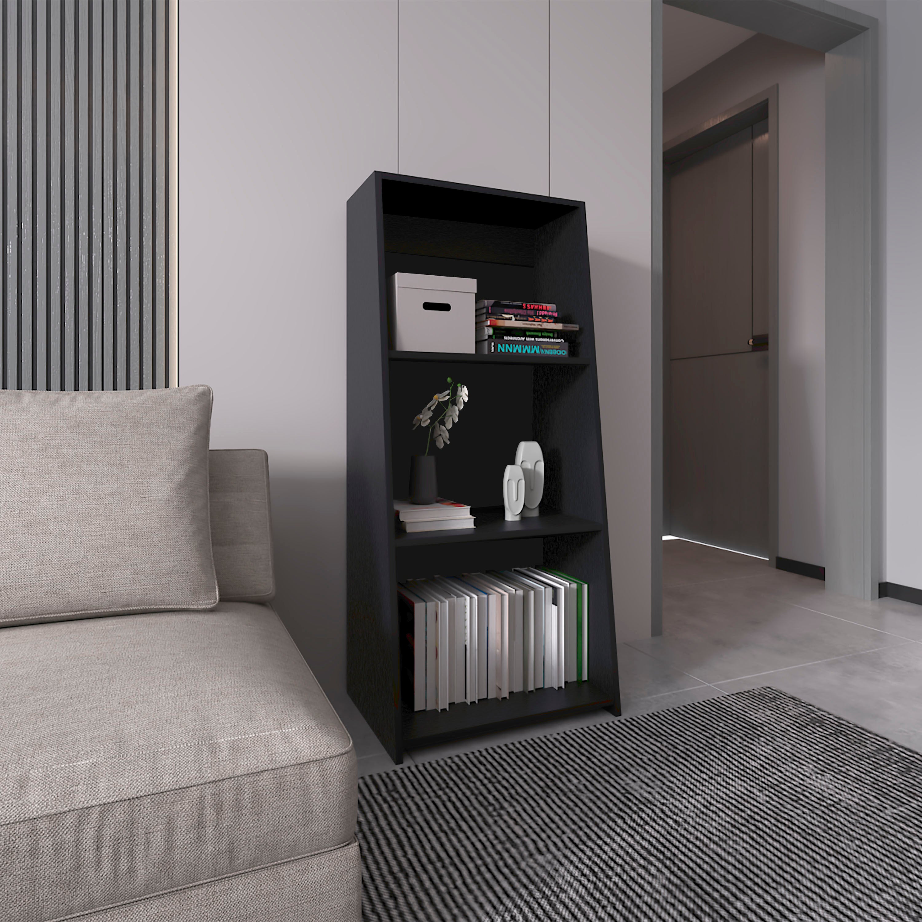 Bookcase 47' H, 3 shelves, Black - Grand Goldman
