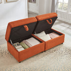 Comfortable Fluffy Corduroy Lazy Sofa, Storage Space for Big Loveseat, Super Soft Chaise Lounge with Double Ottomans and Table Board,Suitable for Chailiving - Grand Goldman Shop
