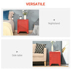 HOMCOM Industrial End Table, Living Room Side Table with Locker-Style Door and Adjustable Shelf, Red - Grand Goldman Shop