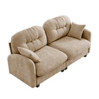 Loveseat Cloud Sectional Couches Chenille Fabric,Quilted Pleated Design, Ergonomic Design,High-Density Foam Easy Install Elegant Armrests High Quality Wooden Base,Fits Living Rooms,Camel - Grand Goldman Shop